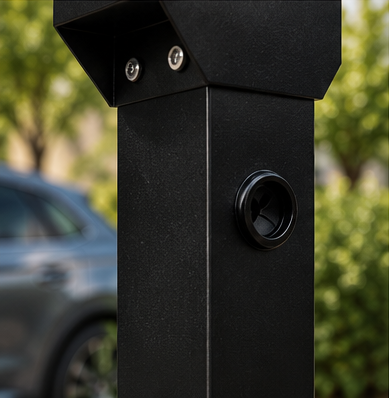 Cable entry on the side of the Berrie charger post